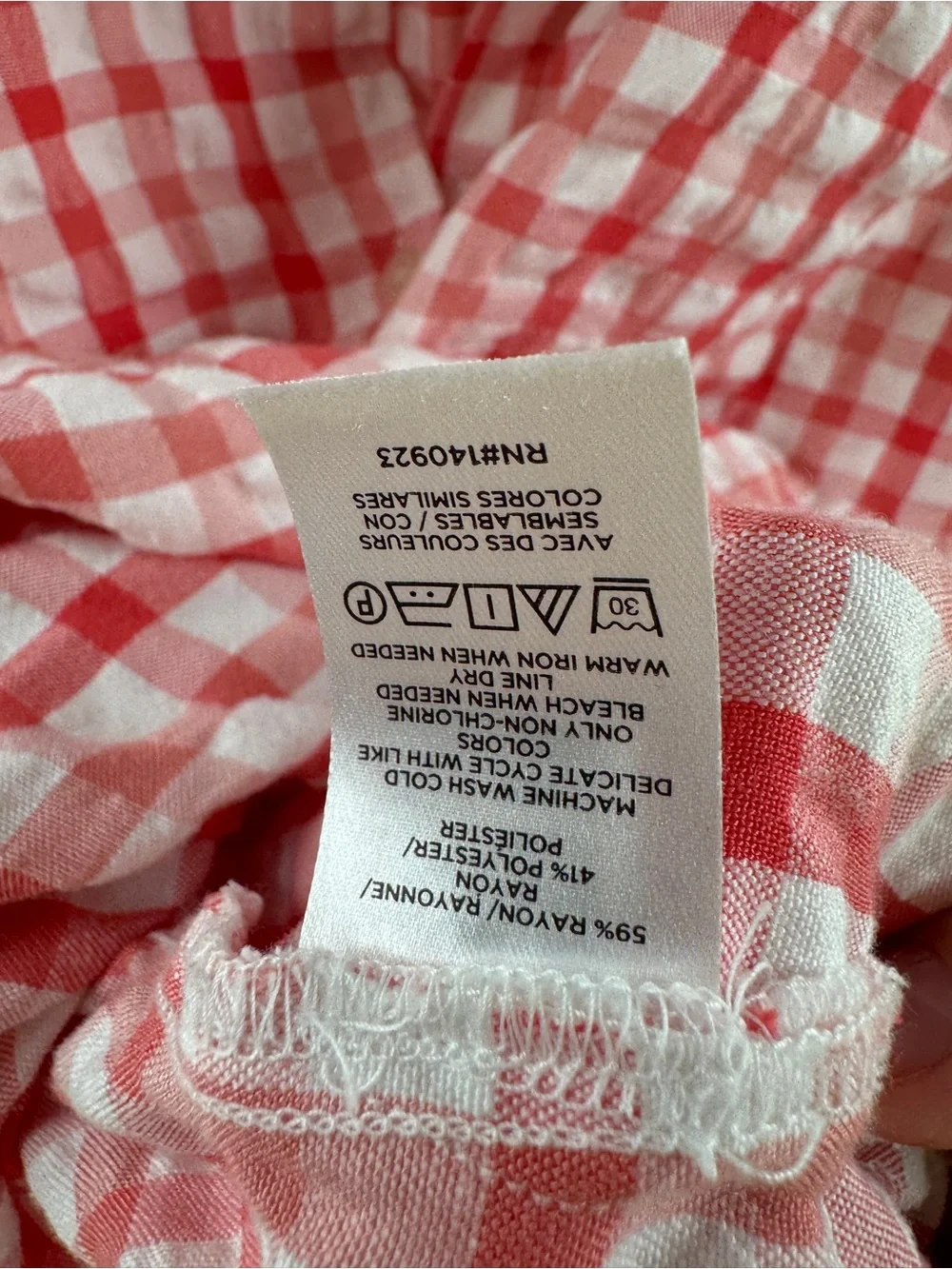 LOFT Red Gingham Button Down Top Women's Small Tie Front Blouse - Picture 6 of 9